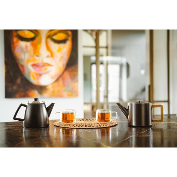 Szary dzbanek do herbaty ze stali nierdzewnej z sitkiem 1,1 l Duet Narvik – Bredemeijer-image-1