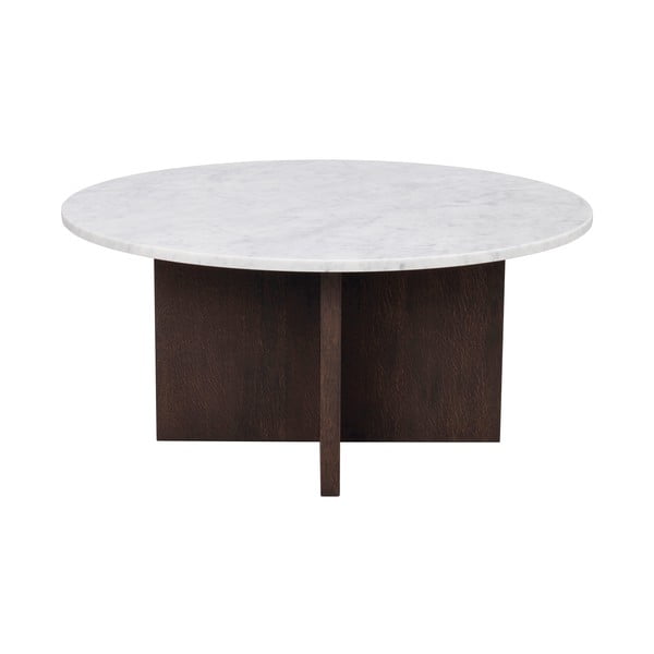 Biało-brązowy marmurowy okrągły stolik 90x90 cm Brooksville – Rowico