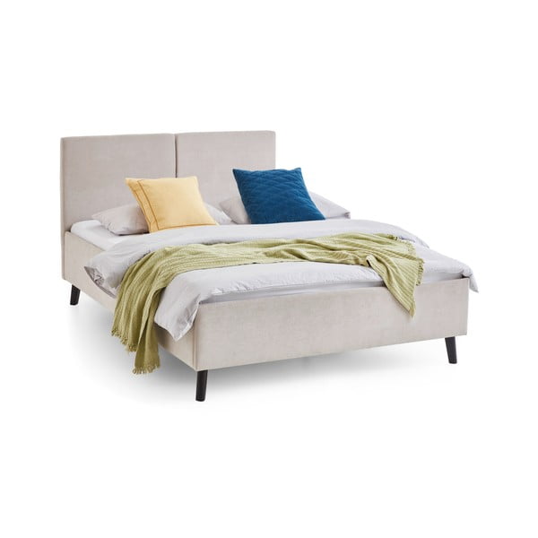 Beżowe tapicerowane łóżko dwuosobowe ze stelażem 140x200 cm Piano – Meise Möbel-image-3