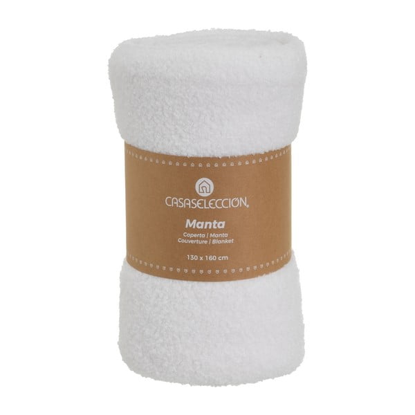 Biały koc z materiału sherpa 130x160 cm Sherpa Bouclé – Casa Selección-image-4