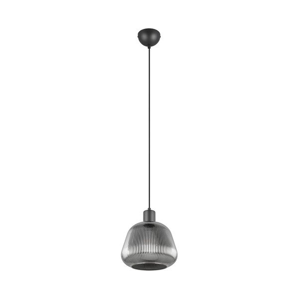 Czarna lampa wisząca ze szklanym kloszem ø 22 cm Tarifa – Trio