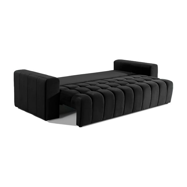 Czarna aksamitna rozkładana/ze schowkiem sofa 247 cm Lazaro – ELTAP-image-2