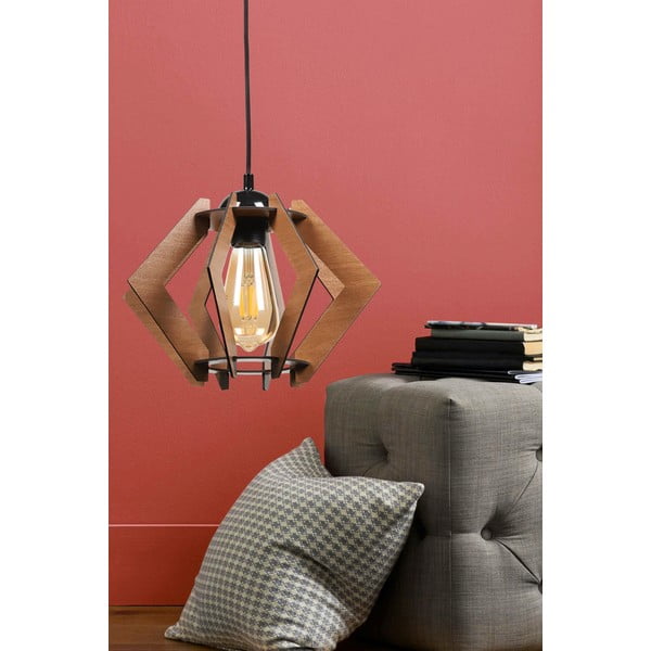 Czarna lampa sufitowa z drewnianym kloszem – Squid Lighting-image-1