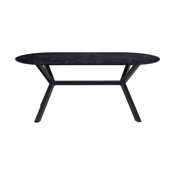 Czarny stół ze szklanym blatem Actona Laxey, 180x90 cm