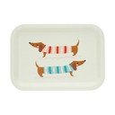 Kremowa drewniana taca dziecięca 20x28 cm Sausage dog – Rex London