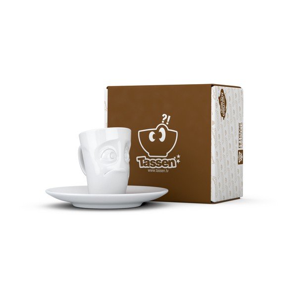 Biała rozczarowana porcelanowa filiżanka do espresso ze spodkiem 58products, 80 ml-image-3