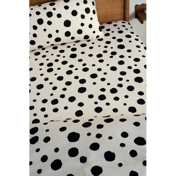 Czarne/beżowe bawełniane prześcieradło z gumką 160x200 cm Rigmor – Jotex-image-1