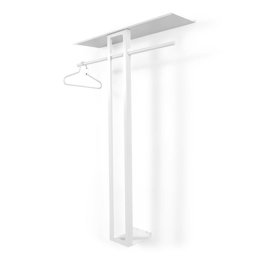 Biały stalowy wieszak ścienny z półką 100 cm Luno Large – Spinder Design