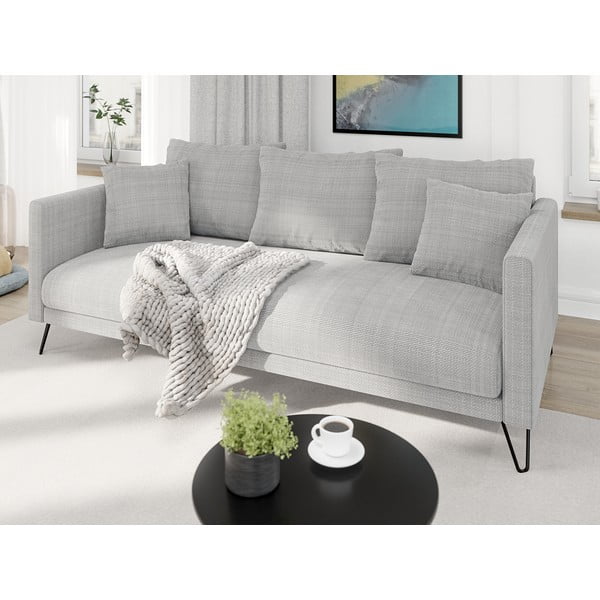 Jasnoszara sofa  z tkaniny szenilowej 200 cm Freya – Ropez-image-3