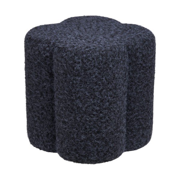 Ciemnoniebieski puf z materiału bouclé Durban – House Nordic