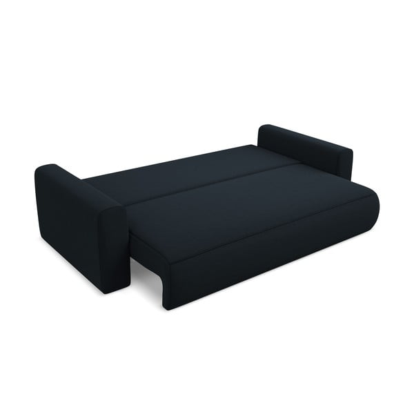 Ciemnoniebieska aksamitna rozkładana/ze schowkiem sofa 238 cm Kapua – Makamii-image-3