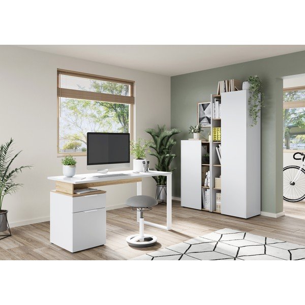 Biurko z białym blatem 61x140 cm Hasselt – Germania-image-1