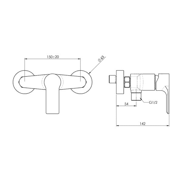 Bateria prysznicowa ścienna w kolorze matowej czerni (1 otwór) Pax – Sapho-image-1