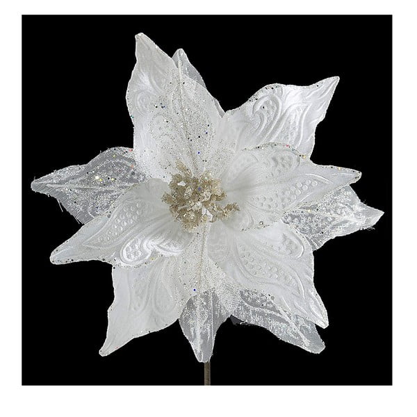 Biały świąteczny kwiat dekoracyjny DecoKing Lace