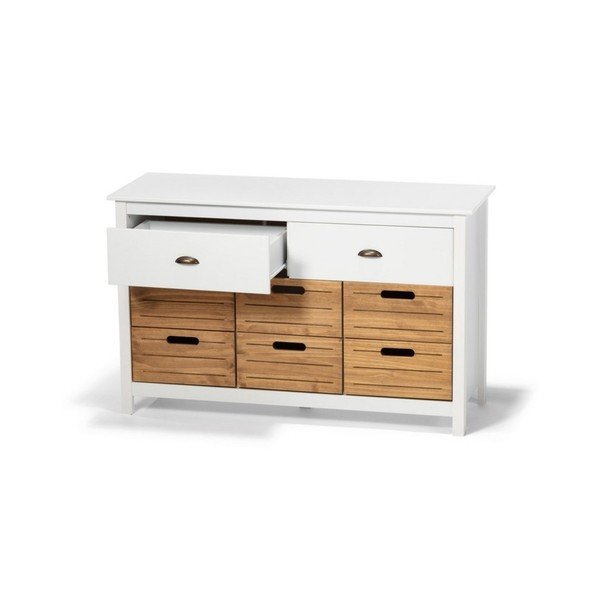 Biała komoda z drewna sosnowego z 8 szufladami Bonami Essentials Ibiza-image-3