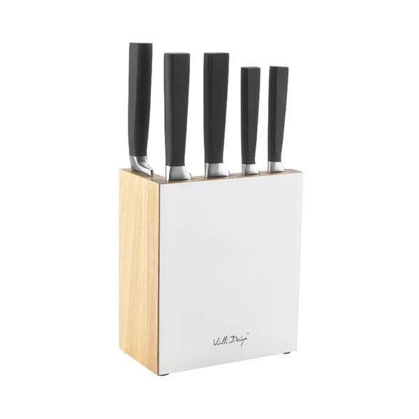Zestaw 5 noży w białym bloku Vialli Design Fino