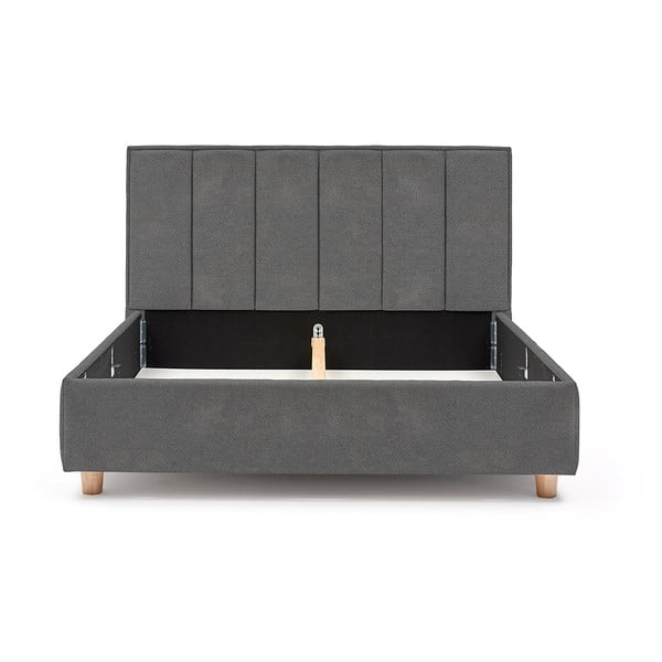 Jasnoszare dwuosobowe łóżko ze stelażem i schowkiem DlaSpania Wega, 180x200 cm-image-3