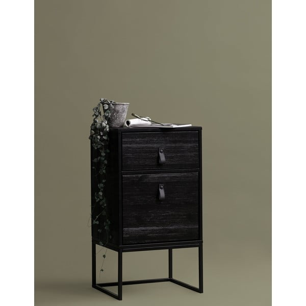 Czarna szafka nocna z szufladą i drzwiczkami WOOOD Zola-image-1