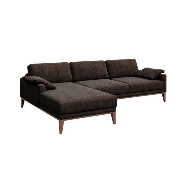 Ciemnobrązowa sofa z szezlongiem po lewej stronie MESONICA Musso-image-1