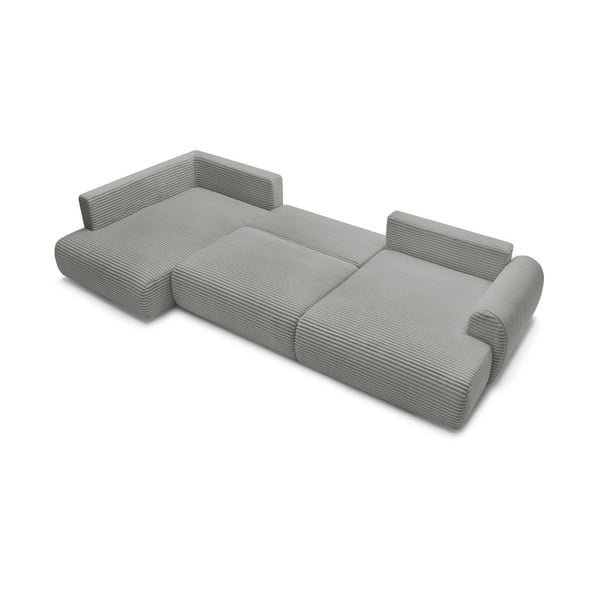 Ciemnoszary sztruksowy rozkładany/ze schowkiem narożnik (lewostronny/w kształcie litery U) Lucien – Bobochic Paris-image-4