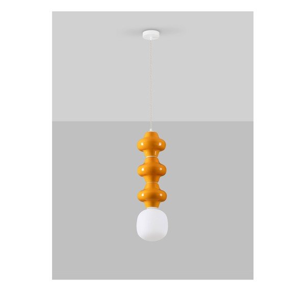 Biała/pomarańczowa lampa wisząca ceramiczna ze szklanym kloszem ø 18 cm Clio – Nova Luce-image-2