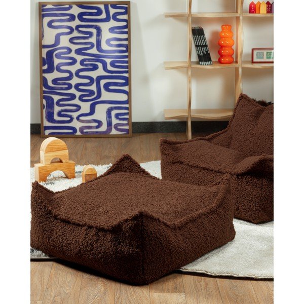 Ciemnobrązowy puf dziecięcy z materiału bouclé Warm Hazel – Wigiwama-image-3