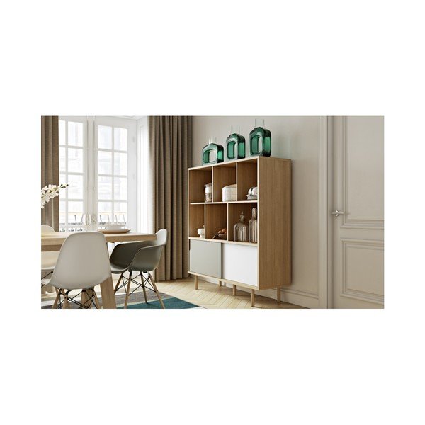 Biało-szary regał TemaHome Dann Oak-image-4