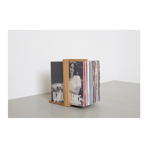Stojak na płyty winylowe z drewna dębowego das kleine b Vinyl Rack, 26x35 cm