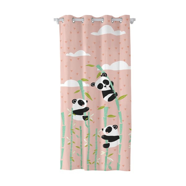 Różowa dziecięca bawełniana zasłona Moshi Moshi Panda Garden, 140x265 cm