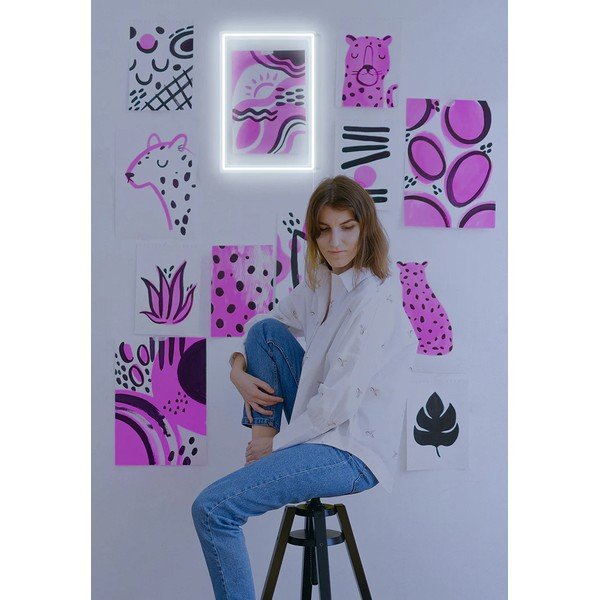 Biały neon w kształcie prostokąta Candy Shock Rectangle, 30x40 cm-image-2