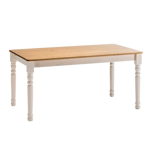 Biały stół do jadalni z litego drewna sosnowego Marckeric Iryna, 150x85 cm