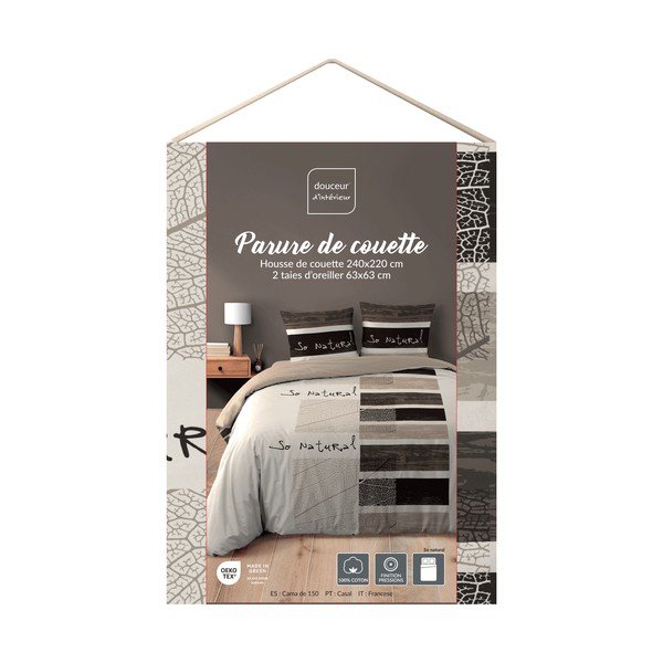 Brązowa bawełniana pościel dwuosobowa 3-częściowa 240x220 cm So Natural – douceur d'intérieur-image-2