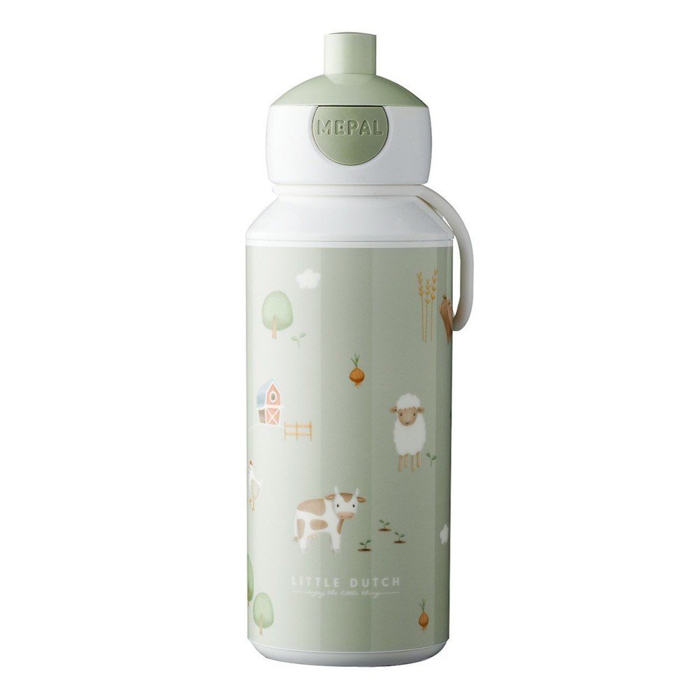 Jasnozielona plastikowa butelka dla dzieci 400 ml Little Farm by Little Dutch – Mepal