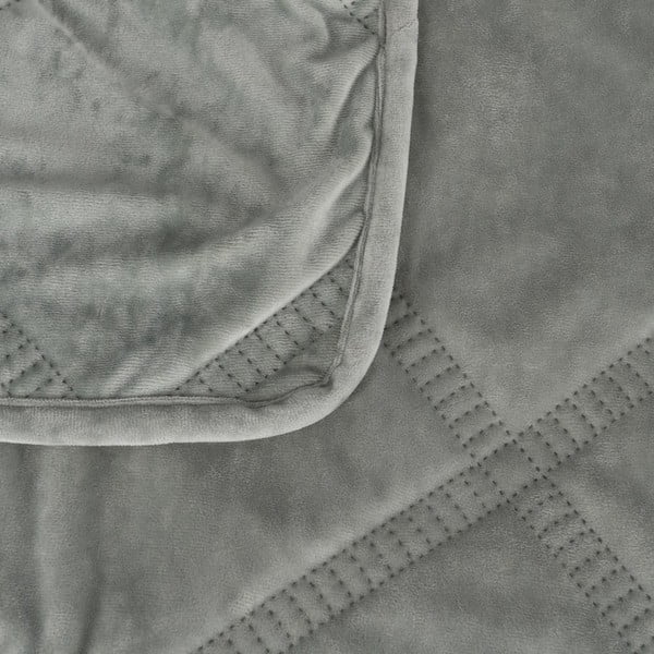 Szarozielona aksamitna narzuta pikowana 180x260 cm – Ixia-image-1