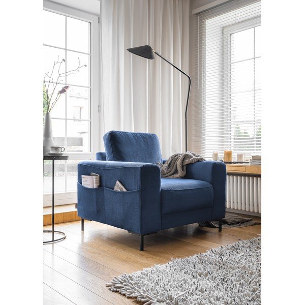 Ciemnoniebieski sztruksowy fotel Lofty Lilly – Miuform-image-2