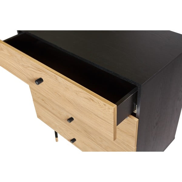 Czarno-naturalna wysoka komoda w dekorze dębu 80x87 cm Jugend – Woodman-image-4