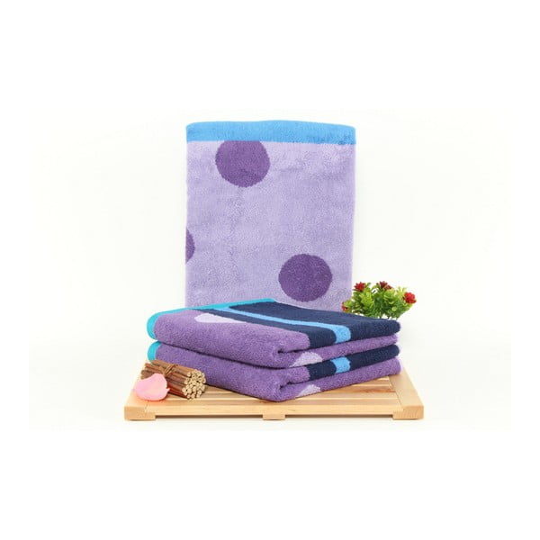 Zestaw 3 fioletowych ręczników Punkte Nougat, 50x100 cm