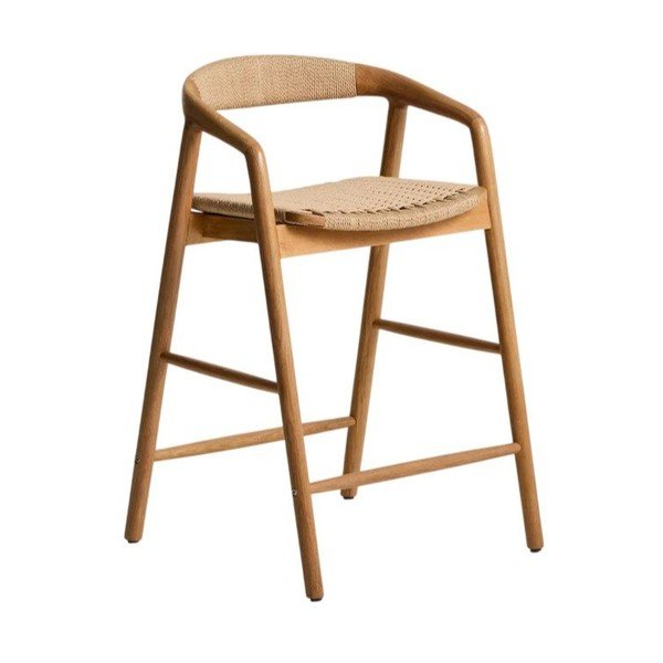 Hoker z podłokietnikami z litego drewna dębowego w naturalnym kolorze (wysokość siedziska 65 cm) Derile – Kave Home