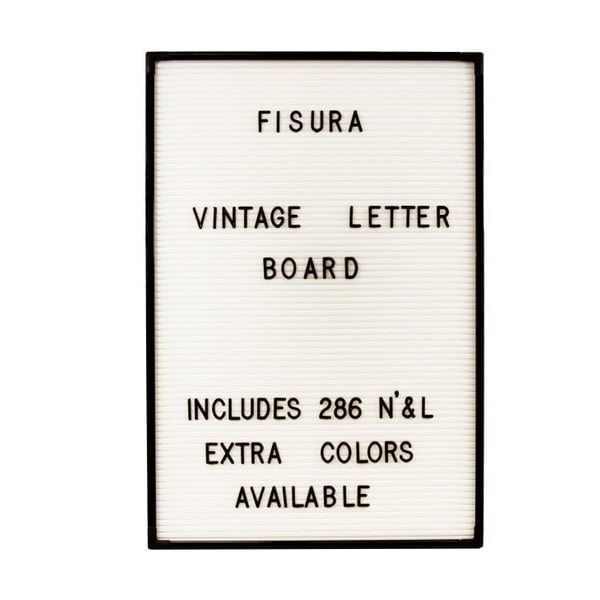 Biała tablica ścienna z czarnymi znakami Fisura Vintage