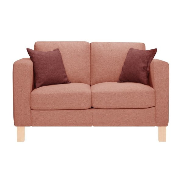 Pomarańczowa sofa dwuosobowa z 2 różowymi poduszkami Stella Cadente Canoa