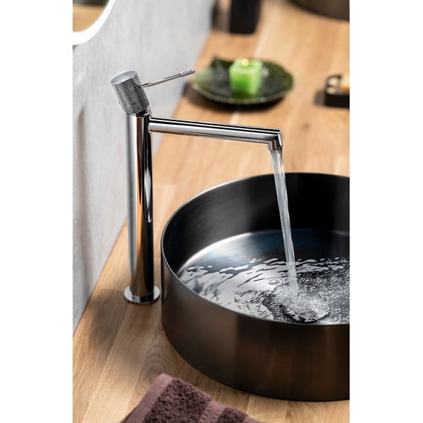 Bateria umywalkowa stojąca w kolorze srebra z połyskiem Solaris – Sapho-image-2