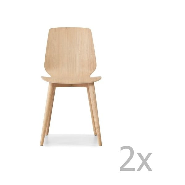 Komplet 2 jasnobrązowych krzeseł z nogami z litego drewna dębowego WOOD AND VISION Cut