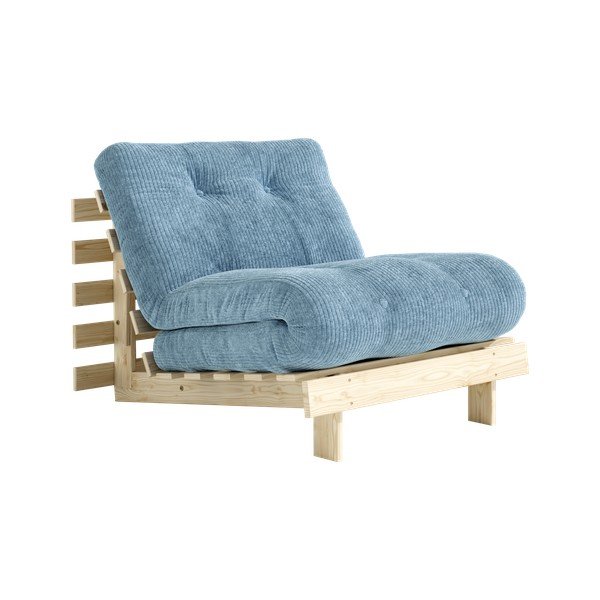 Jasnoniebieski rozkładany sztruksowy fotel futon Roots – Karup