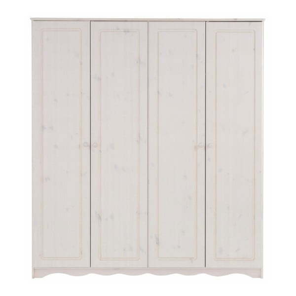 Biała 4-drzwiowa szafa z litego drewna sosnowego Støraa Amanda