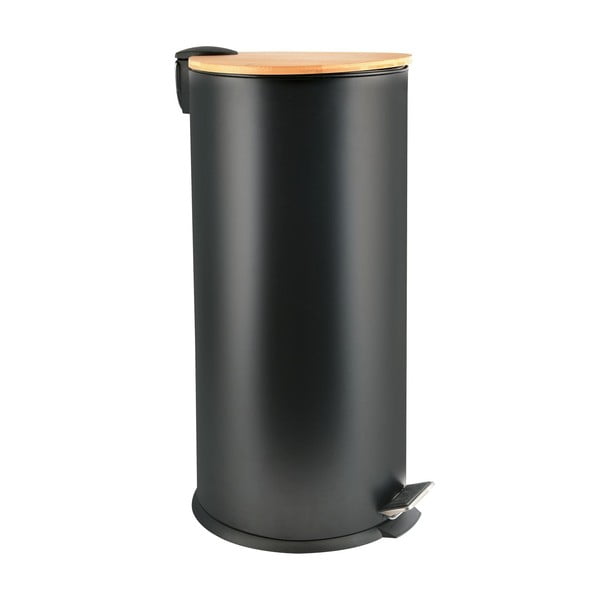 Stalowy kosz na śmieci z pedałem w kolorze matowej czerni 30 l   Adonis – Spirella