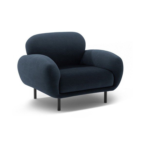 Ciemnoniebieski fotel z materiału bouclé Poppy – Micadoni 