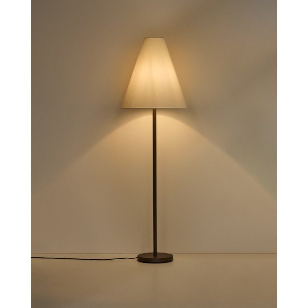 Brązowa lampa stojąca z tekstylnym kloszem (wysokość 153 cm) Navat – Kave Home-image-1