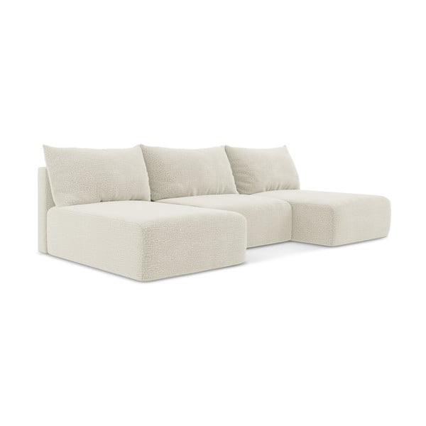 Kremowy rozkładany/ze schowkiem narożnik Kalena – Makamii-image-1