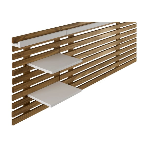 Zagłówek z drewna sosnowego z białymi elementami 240x62 cm Nidra – Marckeric-image-4