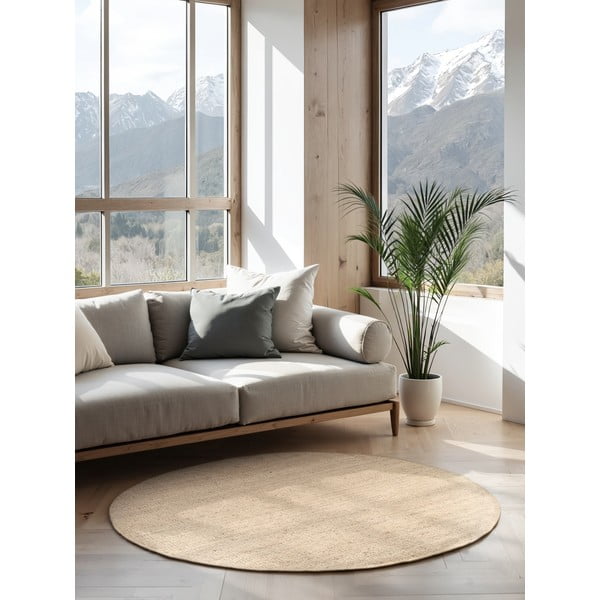Kremowy okrągły dywan z juty ø 160 cm Bouclé Jaipur – Hanse Home-image-1